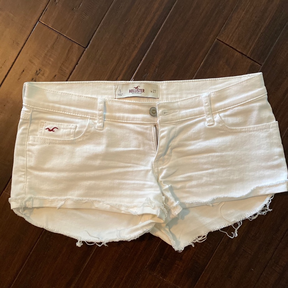 Hollister white jean shorts